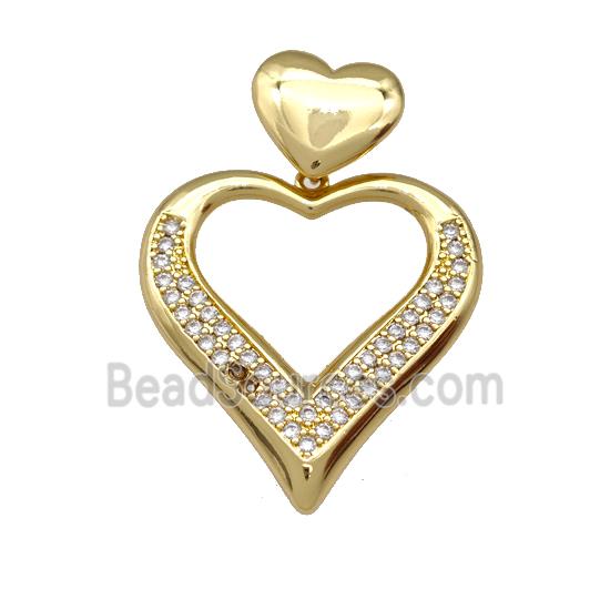 Copper Heart Pendant Pave Zirconia Heart Gold Plated