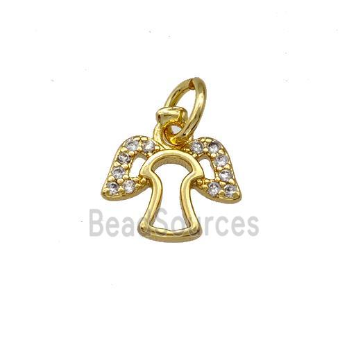 Copper Angel Pendant Pave Zirconia Gold Plated