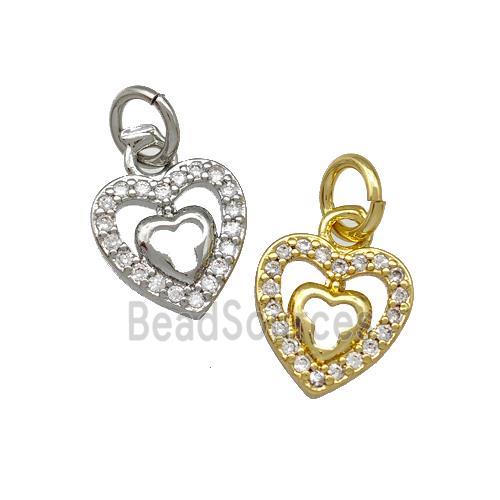 Copper Heart Pendant Micro Pave Zirconia Mixed