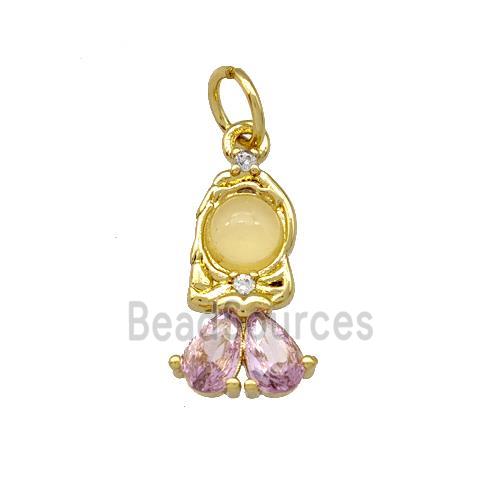 Copper Kids Girls Pendant Pave Zirconia Gold Plated