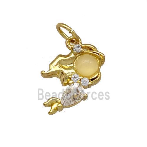 Copper Kids Girls Pendant Pave Zirconia Gold Plated