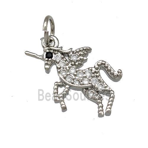 Copper Unicorn Pendant Pave Zirconia Platinum Plated