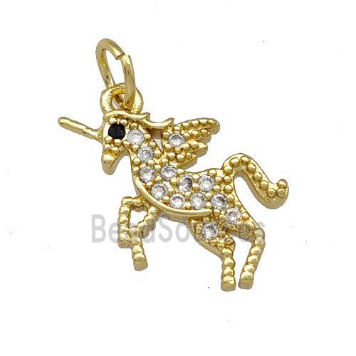 Copper Unicorn Pendant Pave Zirconia Gold Plated