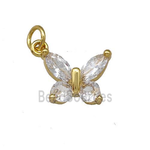 Copper Butterfly Pendant Pave Zirconia Gold Plated