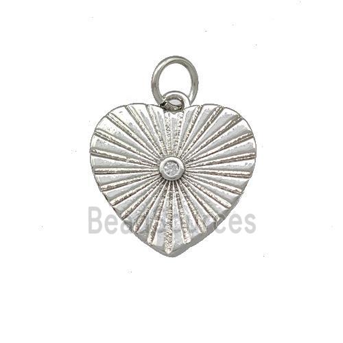 Copper Heart Pendant Pave Zirconia Platinum Plated