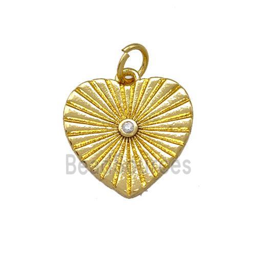 Copper Heart Pendant Pave Zirconia Gold Plated