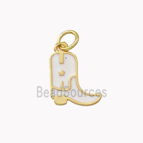 Copper Shoes Pendant White Enamel Gold Plated