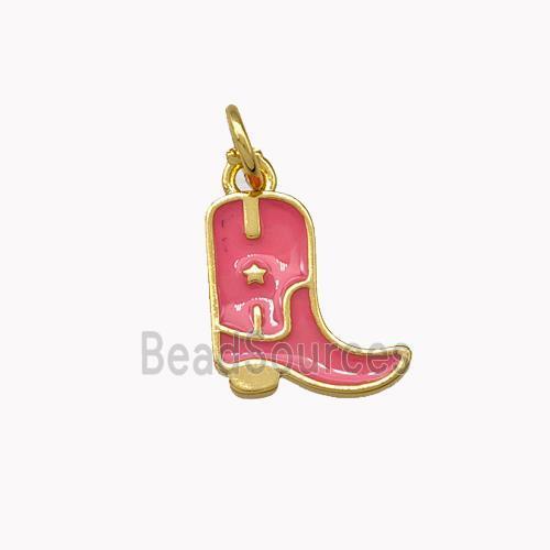 Copper Shoes Pendant Pink Enamel Gold Plated