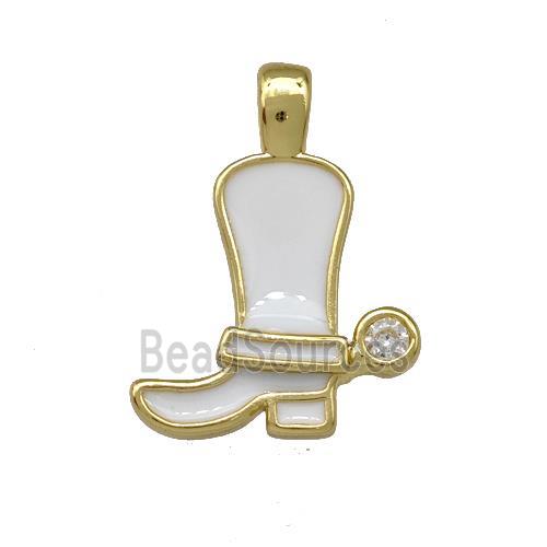 Copper Shoes Pendant White Enamel Gold Plated