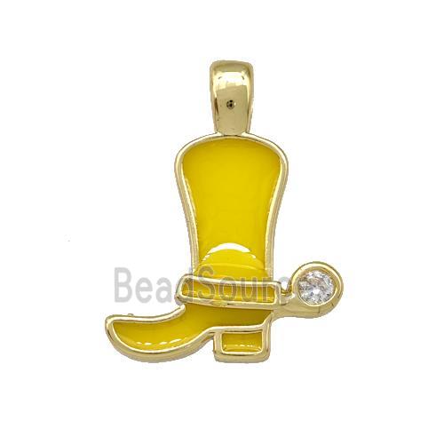 Copper Shoes Pendant Yellow Enamel Gold Plated