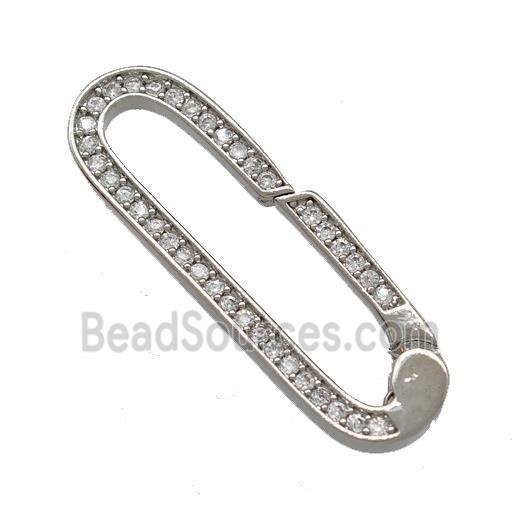 Copper Carabiner Clasp Micro Pave Zirconia Platinum Plated