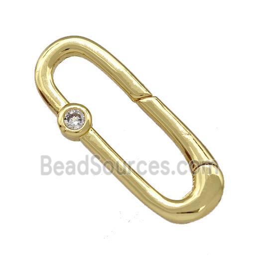 Copper Carabiner Clasp Micro Pave Zirconia Gold Plated