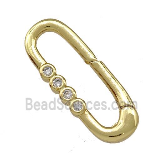 Copper Carabiner Clasp Micro Pave Zirconia Gold Plated