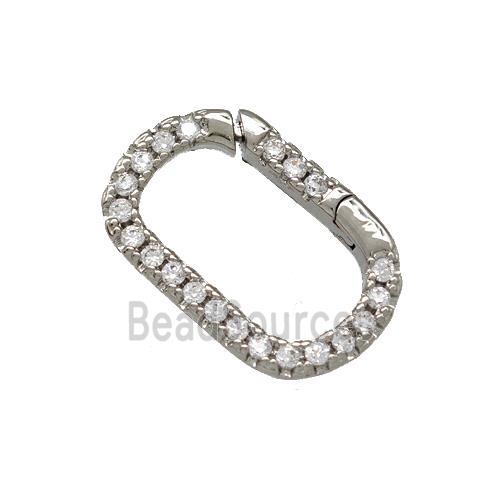 Copper Carabiner Clasp Micro Pave Zirconia Platinum Plated