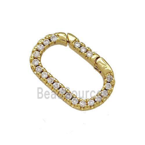 Copper Carabiner Clasp Micro Pave Zirconia Gold Plated