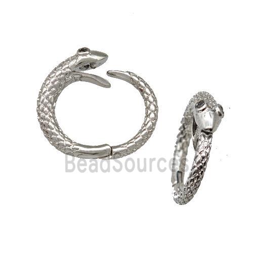 Copper Snake Clasp Pave Zircon Platinum Plated