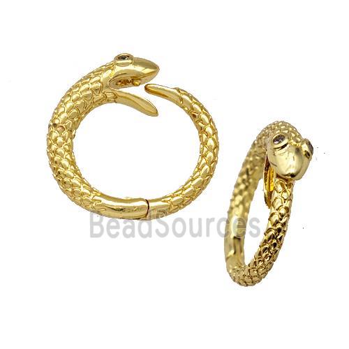 Copper Snake Clasp Pave Zircon Gold Plated