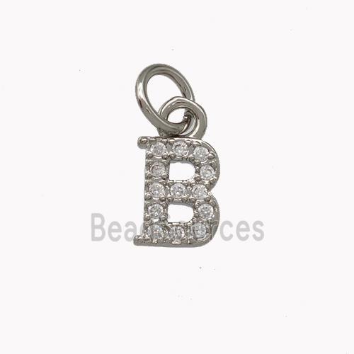 Copper Letter-B Pendant Pave Zirconia Platinum Plated