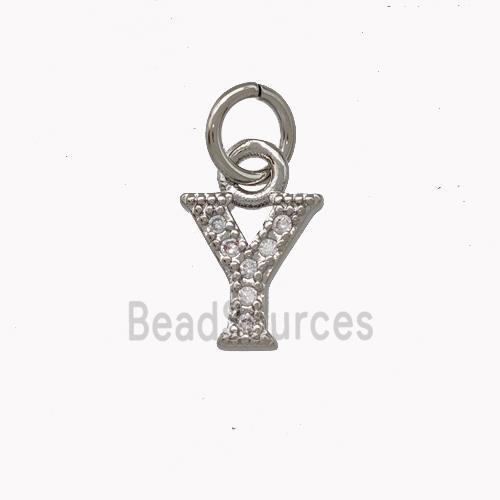 Copper Letter-Y Pendant Pave Zirconia Platinum Plated