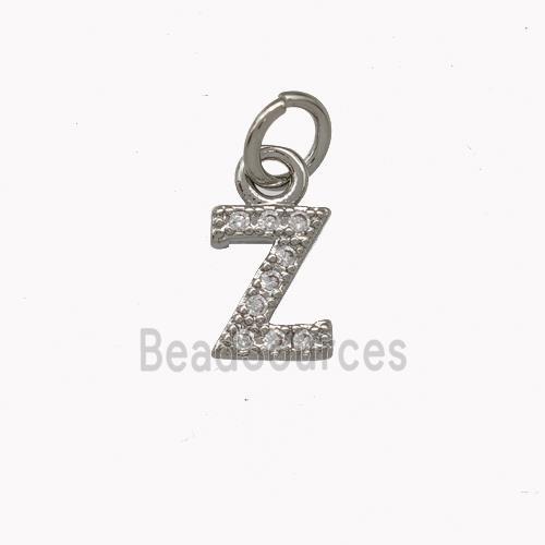 Copper Letter-Z Pendant Pave Zirconia Platinum Plated