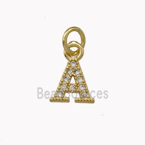 Copper Letter-A Pendant Pave Zirconia Gold Plated