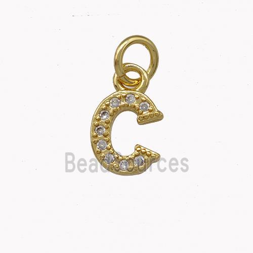 Copper Letter-C Pendant Pave Zirconia Gold Plated