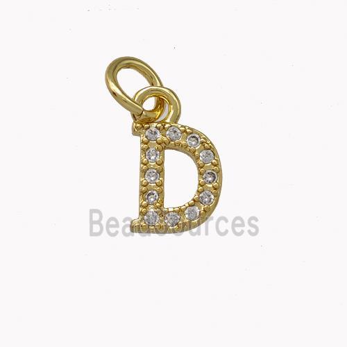 Copper Letter-D Pendant Pave Zirconia Gold Plated