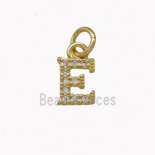 Copper Letter-E Pendant Pave Zirconia Gold Plated