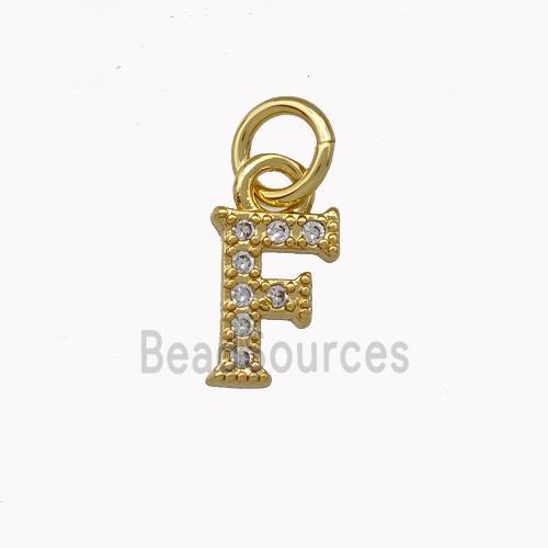 Copper Letter-F Pendant Pave Zirconia Gold Plated