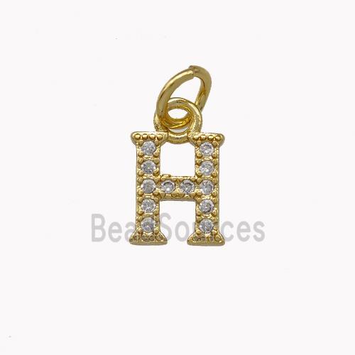 Copper Letter-H Pendant Pave Zirconia Gold Plated