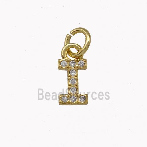 Copper Letter-I Pendant Pave Zirconia Gold Plated