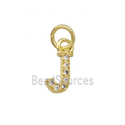 Copper Letter-J Pendant Pave Zirconia Gold Plated