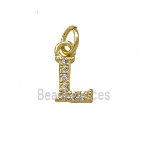 Copper Letter-L Pendant Pave Zirconia Gold Plated