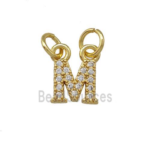 Copper Letter-M Pendant Pave Zirconia Gold Plated