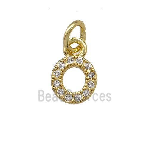 Copper Letter-O Pendant Pave Zirconia Gold Plated