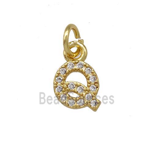 Copper Letter-Q Pendant Pave Zirconia Gold Plated