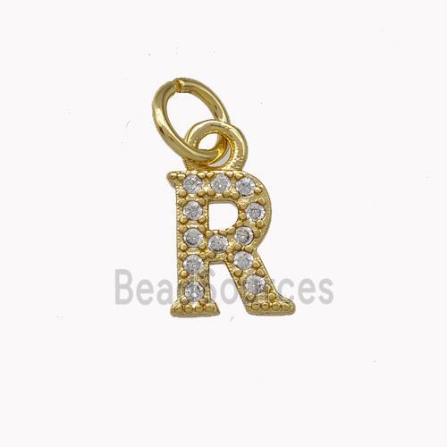 Copper Letter-R Pendant Pave Zirconia Gold Plated