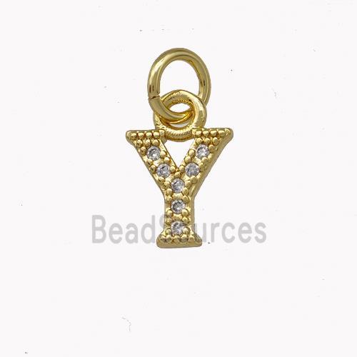 Copper Letter-Y Pendant Pave Zirconia Gold Plated