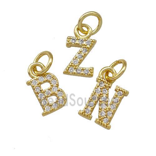 Copper Alphabet Pendant Pave Zirconia Mixed Letters Gold Plated