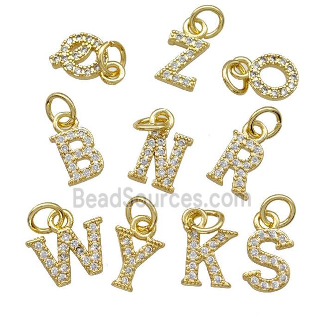 Copper Alphabet Pendant Pave Zirconia Mixed Letters Gold Plated