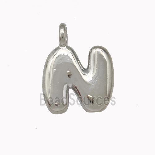 Copper Letter-N Pendant Platinum Plated