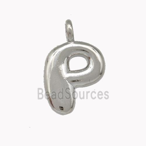 Copper Letter-P Pendant Platinum Plated