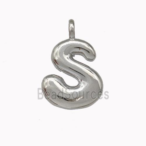 Copper Letter-S Pendant Platinum Plated