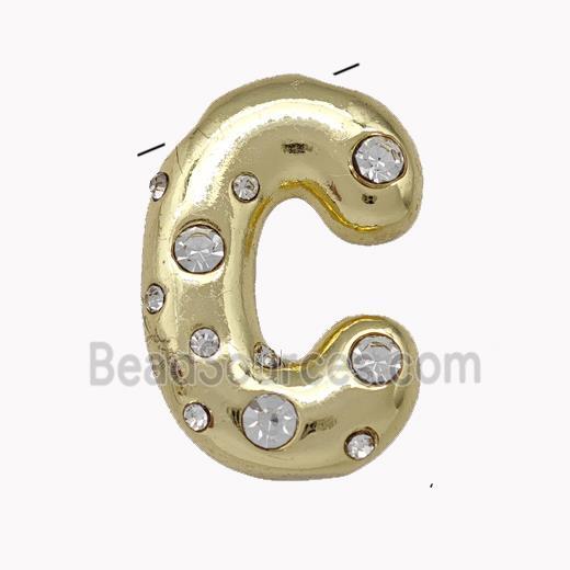 Copper Pendant Pave Zirconia Letter-C Gold Plated