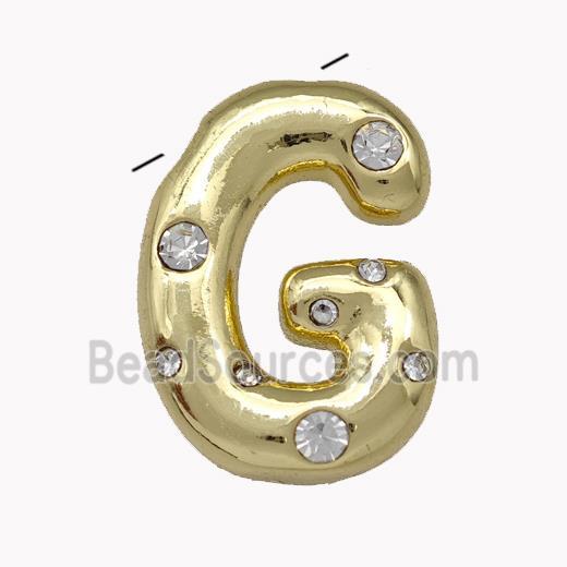 Copper Pendant Pave Zirconia Letter-G Gold Plated