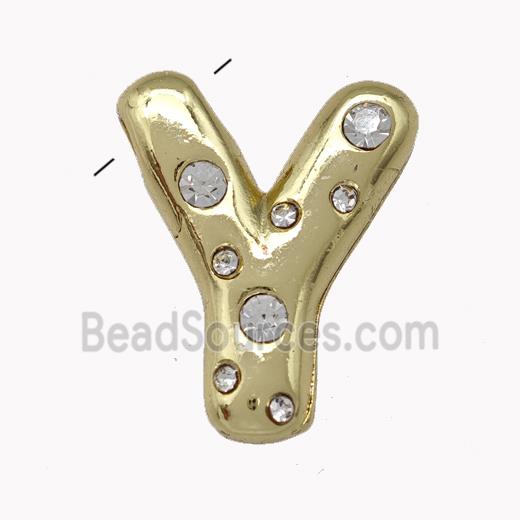 Copper Pendant Pave Zirconia Letter-Y Gold Plated