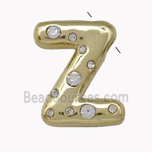 Copper Pendant Pave Zirconia Letter-Z Gold Plated