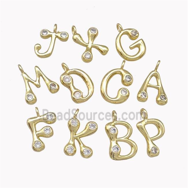 Copper Alphabet Pendant Pave Zirconia Mixed Letters Gold Plated