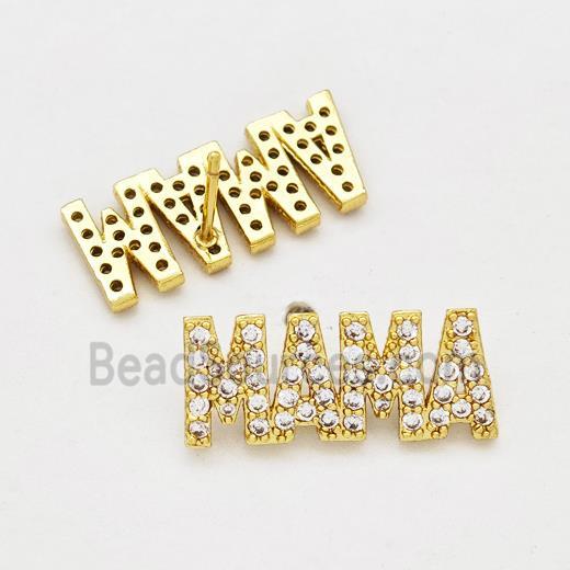 Copper MAMA Earrings Stud Pave Zirconia Gold Plated