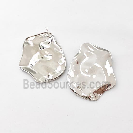 Copper Slice Stud Earrings Platinum Plated